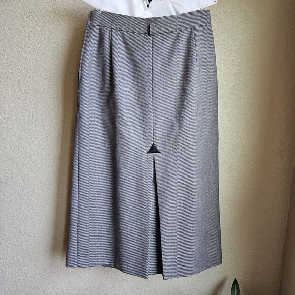 Vintage Gucci Wool Pleated Midi Skirt 1970s Gray Striped Pockets US 8 IT 44, COA - Picture 5 of 12